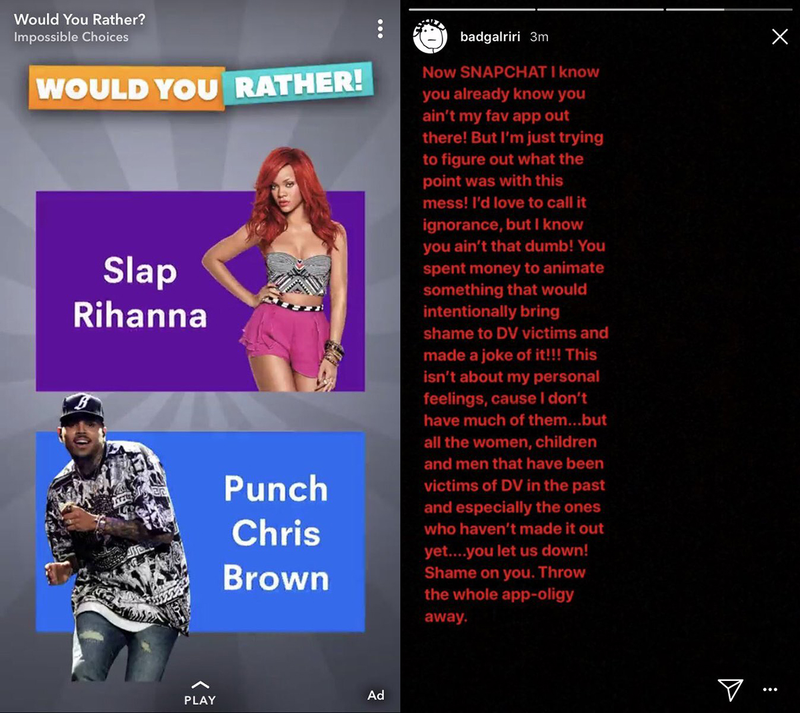 Illustration for article titled Rihanna responde al estúpido anuncio publicado por Snapchat que proponía azotarla